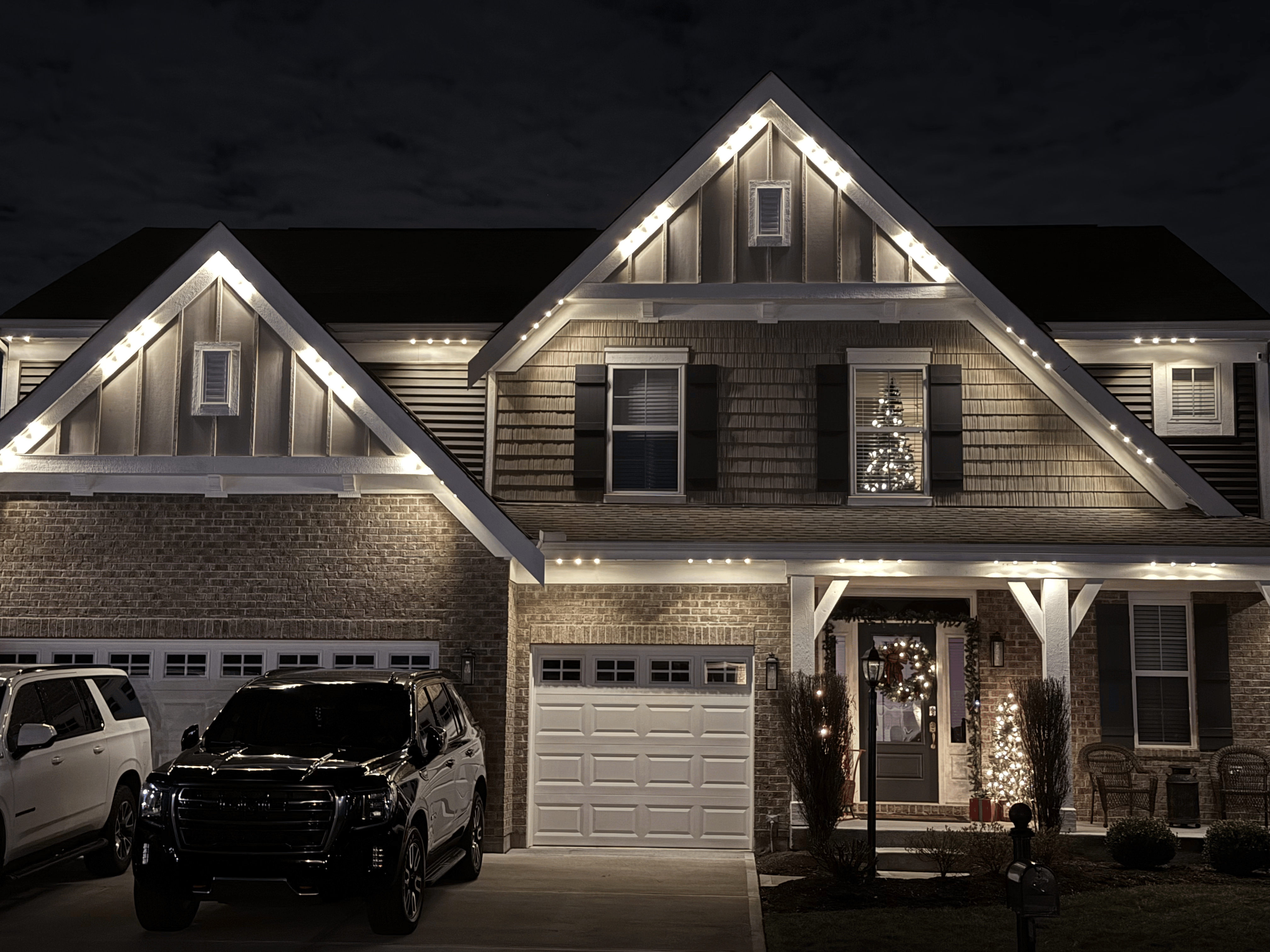 Professional holiday lighting setup